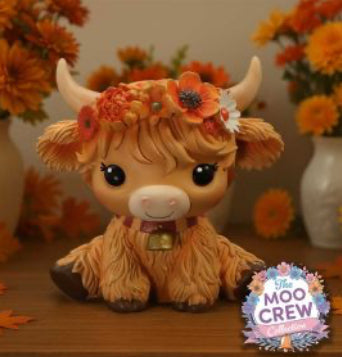 A Charming figurine of an orange cow sitting playfully.
It features intricate floral details adorning its head, an orange body with soft contours, and a playful expression that adds personality to any space.
Packaged securely in a branded box, ensuring it
