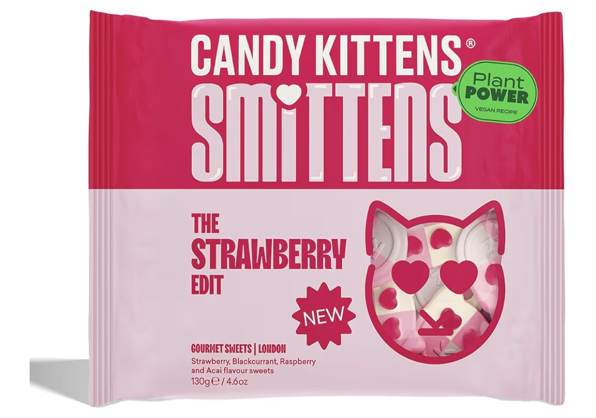 Candy Kittens Smittens The Strawberry Edit Fruity Candy Vegan Sweets – Strawberry, Blackcurrant, Raspberry & Açaí, Dairy-Free, Gluten-Free Vegan Candies for All, Party Snack, Sweet Hamper, 130g 1 Pack