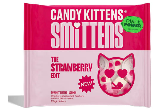 Candy Kittens Smittens The Strawberry Edit Fruity Candy Vegan Sweets – Strawberry, Blackcurrant, Raspberry & Açaí, Dairy-Free, Gluten-Free Vegan Candies for All, Party Snack, Sweet Hamper, 130g 1 Pack