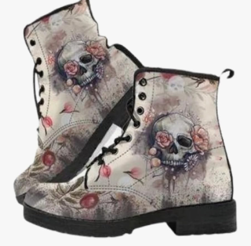 Goth Platform Ankle Boots with Bat Wing Buckles