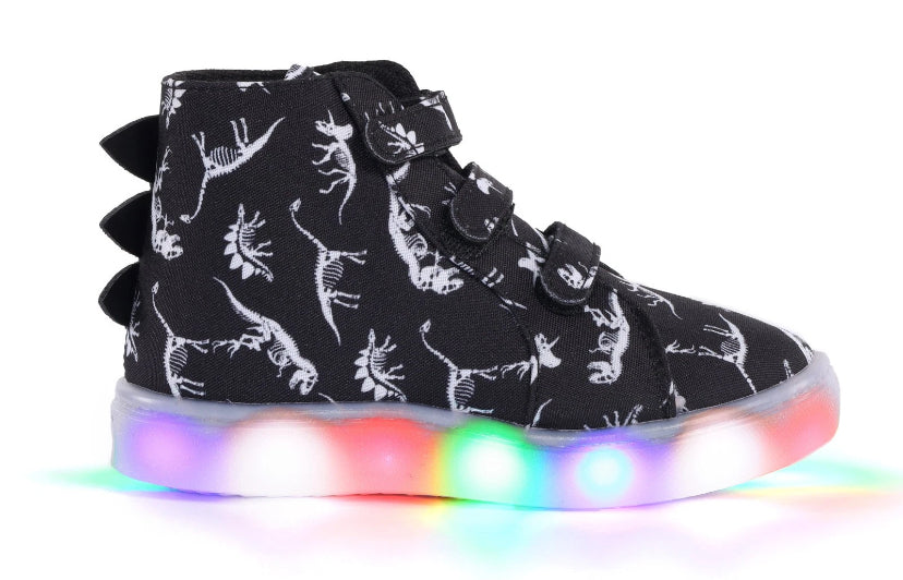 Boys & Girls Light Up Flashing Trainers – Dinosaur Boots & Shoes Kids