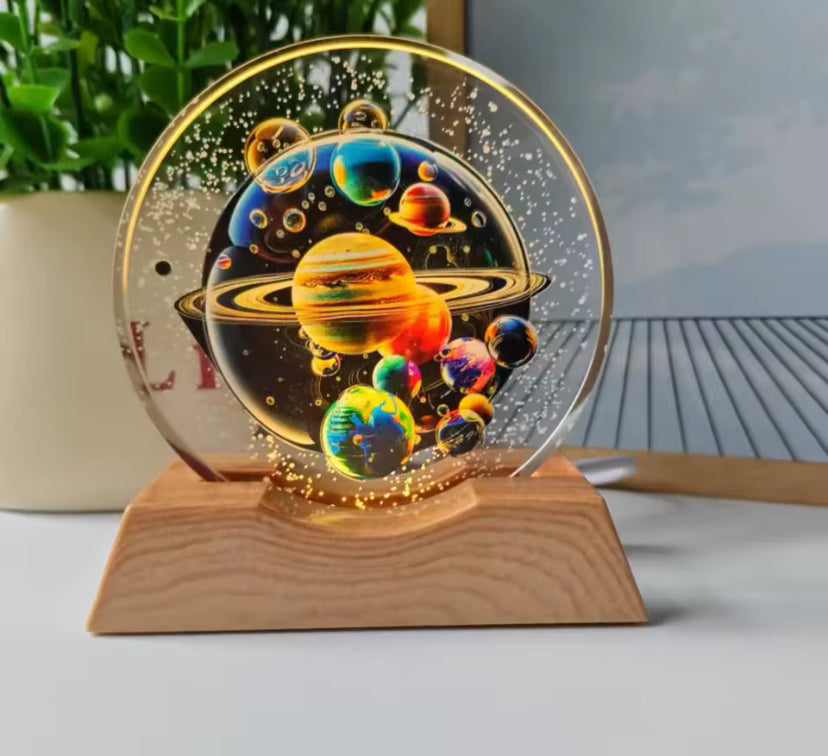 LED 3D Star Universe Crystal Ball: USB Laser Carved Night Light Decor
