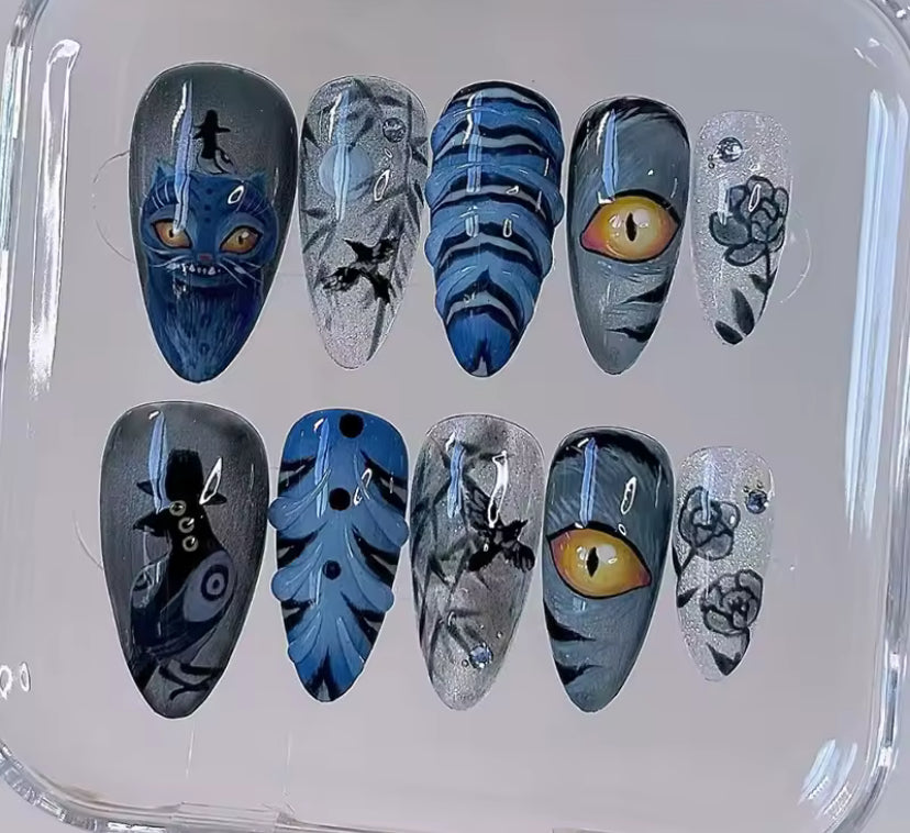 24pcs Starry Sky Lightning Pattern Press on Nails