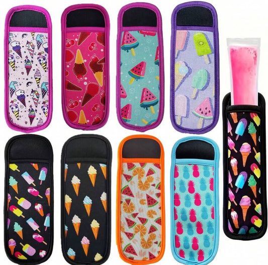 8pcs Reusable Popsicle Sleeves, Ice Cream Cone Pattern, Washable Popsicle Holders, Non-Food Contact, random