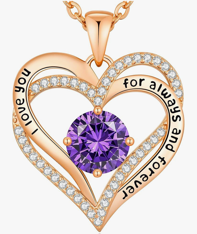 CDE Necklaces for Women Birthstone Pendant, Sterling Silver Love Heart Rose Gold Jewellery Gifts