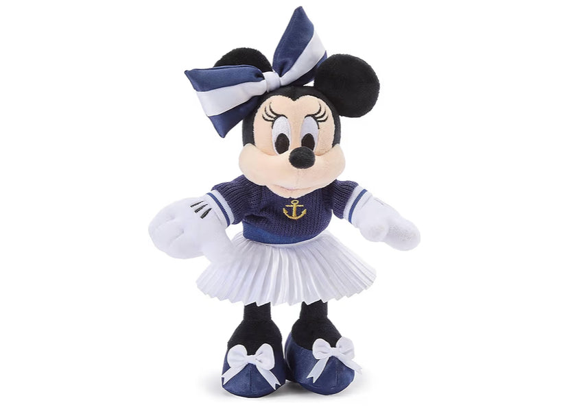 Disney Store Official Minnie Mouse Nautical Mini Bean Bag Soft Toy Plush Sailor Outfit Cuddly Toy