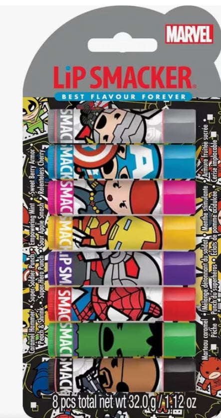 Lip Smacker Superheroes Moisturizing Lip Balm Collection – Fun Character Lip Care Set, Hydrating & Glossy Finish