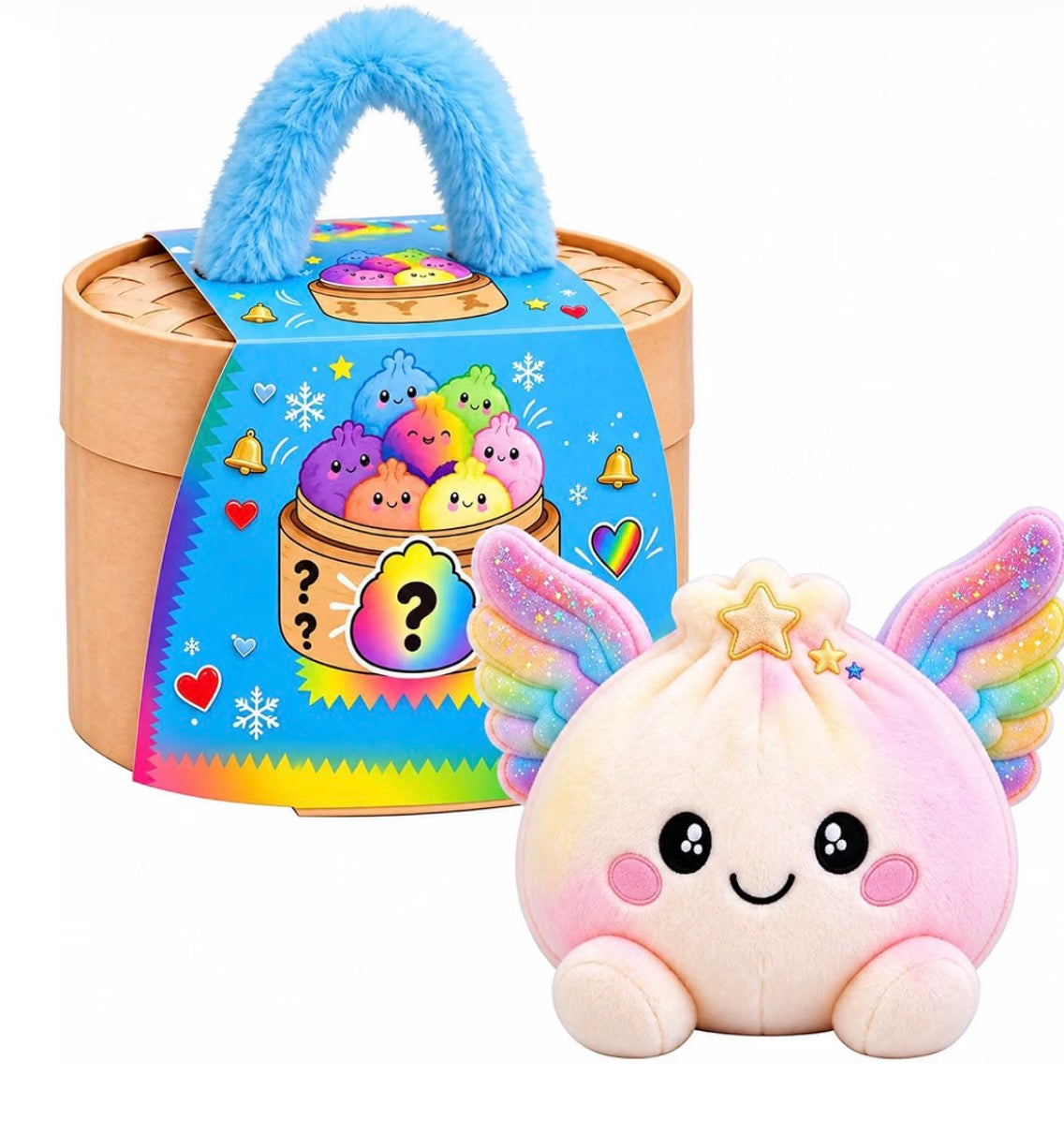 Giant Dumpling Pillow, Cute Plush Stuffed Steamed Bun with Steamer Blind