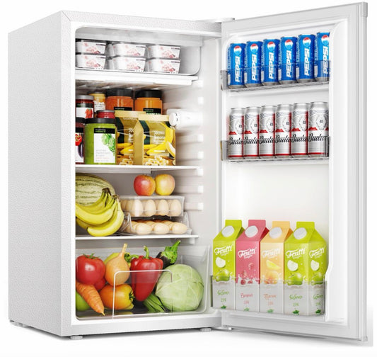 93L Under Counter Fridge, Small Fridge Freezer with 7-Stage Thermostat, 38dB Ultra-Quiet Undercounter Mini Fridge, 82L Refrigerators & 8L Freezer for Dorm/Office/Bedroom, White [Energy Class E]