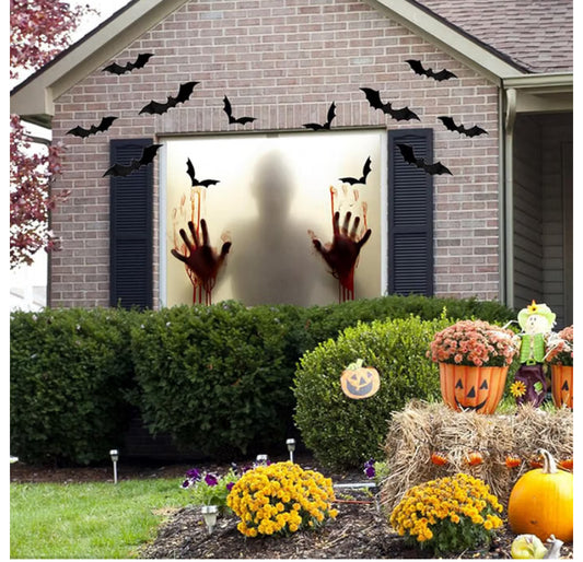13pcs Halloween Decorations Scary Window Banner And 13 Bat Cutout