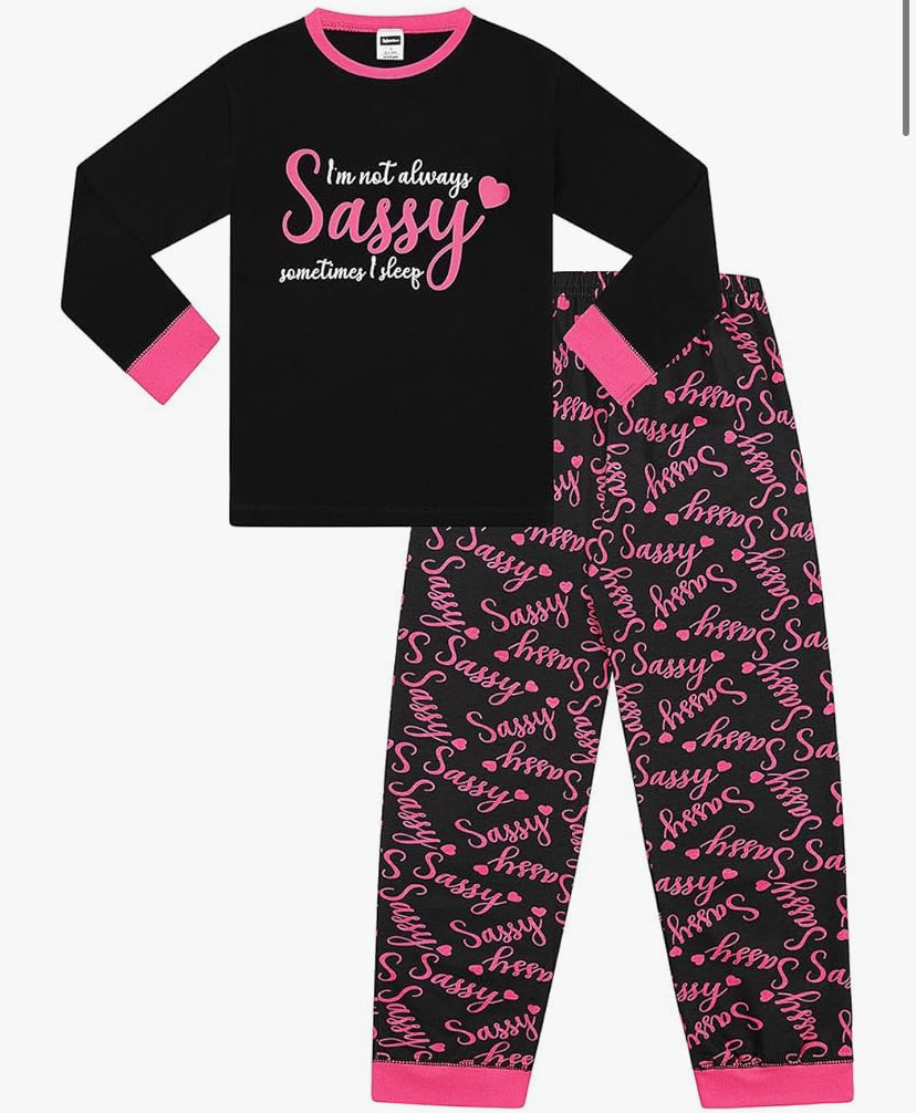 Girls I'm Not Always SASSY Sometimes I Sleep Cotton Long Pyjama Set