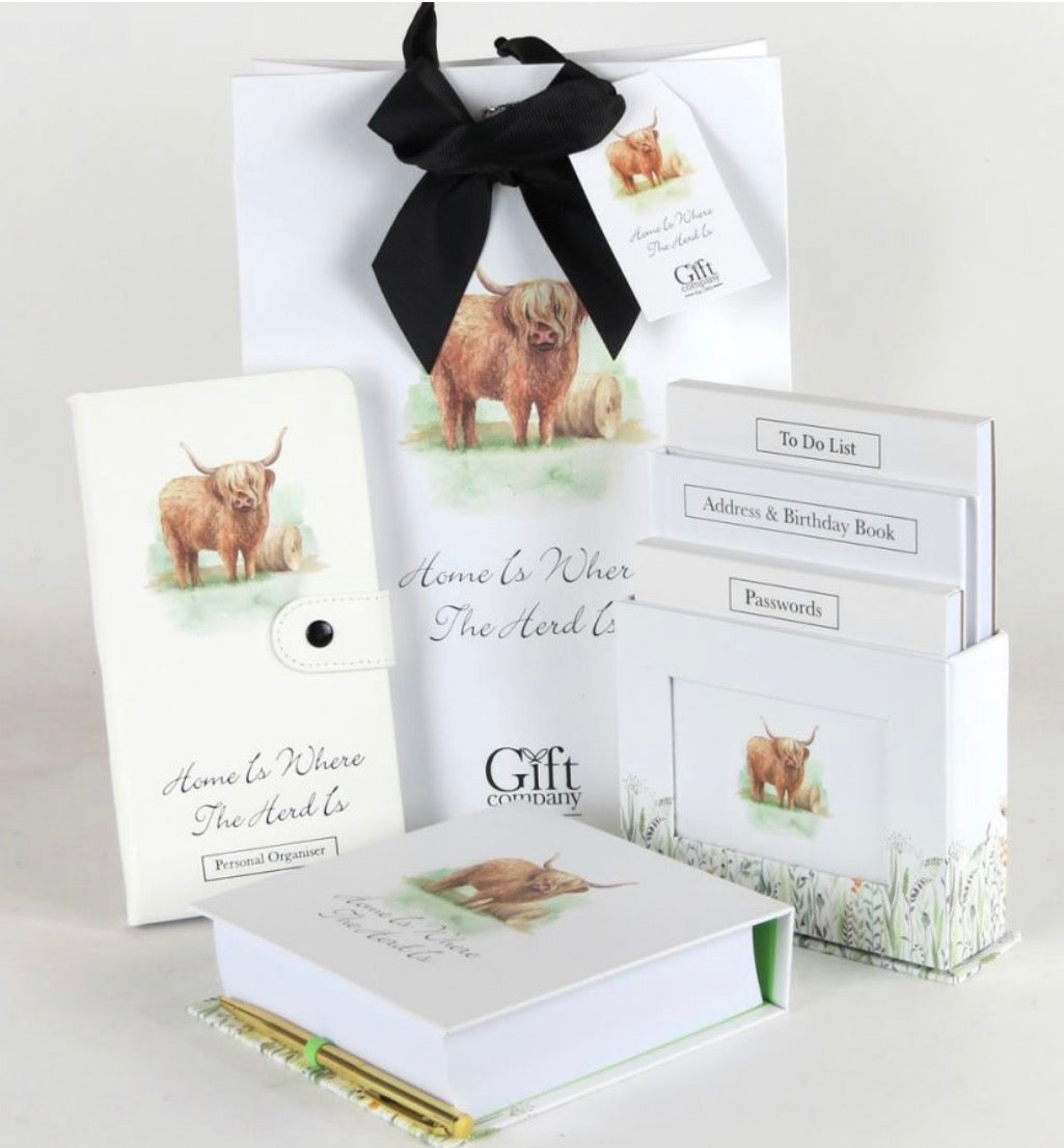 Country Animal Gift Bag Set - Highland Cow