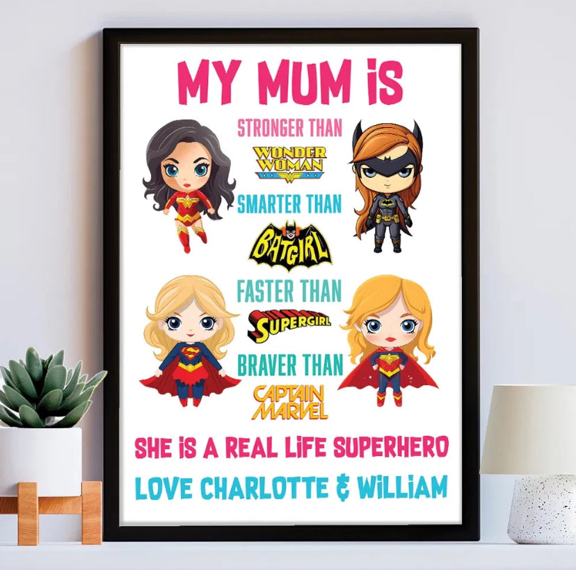 Personalized Mum Gift Superhero Christmas Gift From Son or Daughter