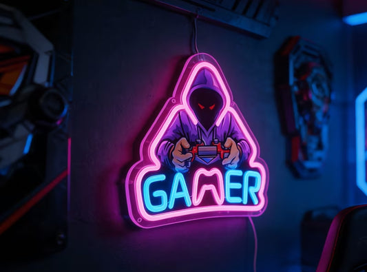 Cool GAMER Neon Light, Vibrant Pink And Blue Gamer Room Decor, Perfect Gaming Corner Backdrop