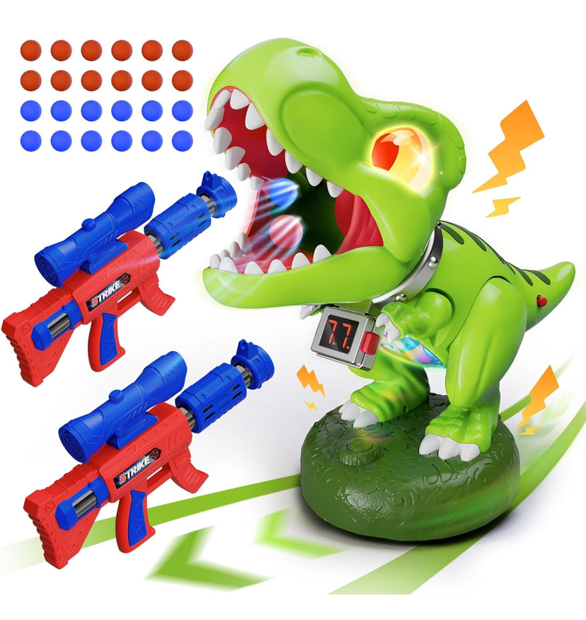 Toys Games, 2 Pack Air Pump Guns with Scope, Balls, Roaring, Dino Eye & Belly Glow, Score Counter, Kids Toys Boys Gifts Ages 3 4 5 6 7 8 9 10 11