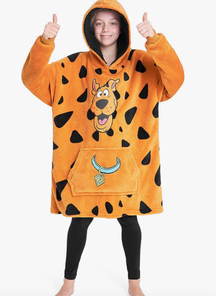 SCOOBY-DOO Oversized Hoodie Blanket for Kids, Official Merchandise (Brown)