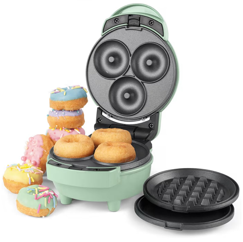Giles & Posner 3 in 1 Mini-Bites Maker Non-Stick Cooking Plates, Doughnut,Waffle, and Pancake Maker, 3 Minute Pre-Heat time, Non-Slip Feet, Easy to Clean,Ready Indicator Lights,400W,1.15KG