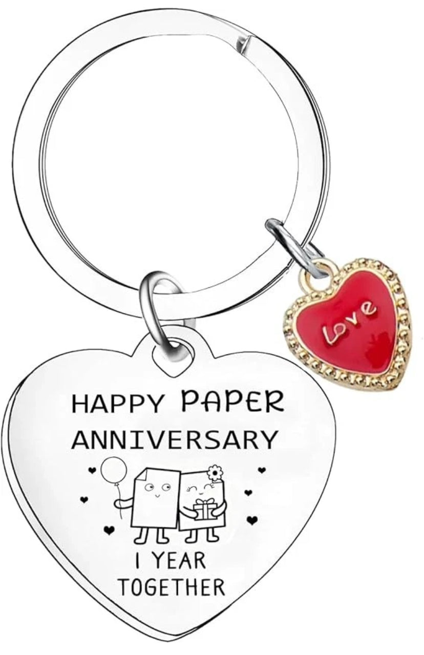 1st Wedding Anniversary Keyring Gifts for Husband Wife Happy Paper Anniversary