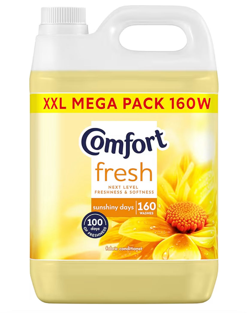 Comfort Fresh Sunshiny Days Fabric Conditioner Softener with Motion-Activated Fragrance Technology 100 Days of Freshness 160 washes (4.8 L)