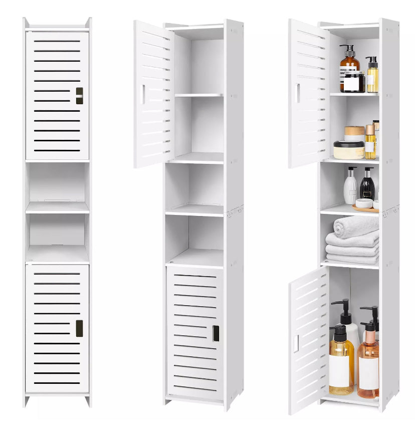 Waterproof Bathroom Tall Cabinet Free Standing Floor Storage Unit Cupboard