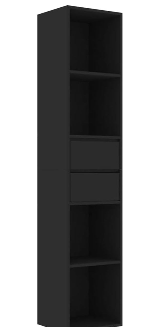Book Cabinet Bedroom Living Room Office Furniture Bookcase Standing Shelf Storage Rack Organiser Black 36x30x171cm Chipboard