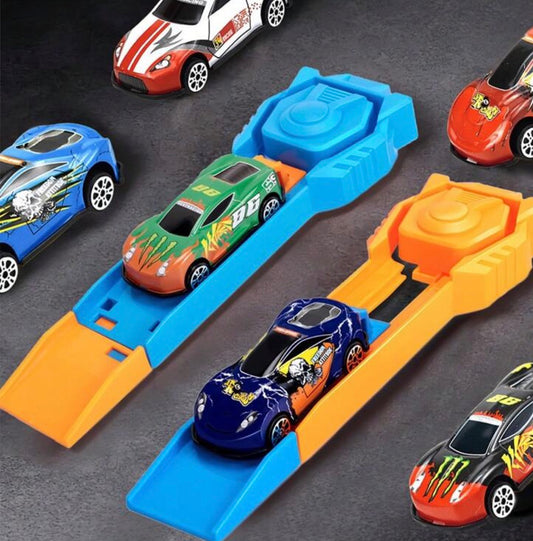 2pcs Children Catapult Toy Set With Fun Multi-Player Game, Easy And Fun To Play, 2 Color Combinations With Random Colored Model Cars