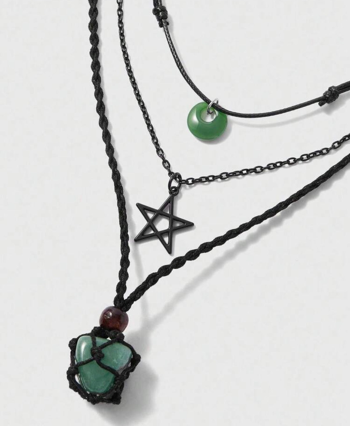 3pcs/Set Vintage Punk Black Flame Cross Pendant Necklace