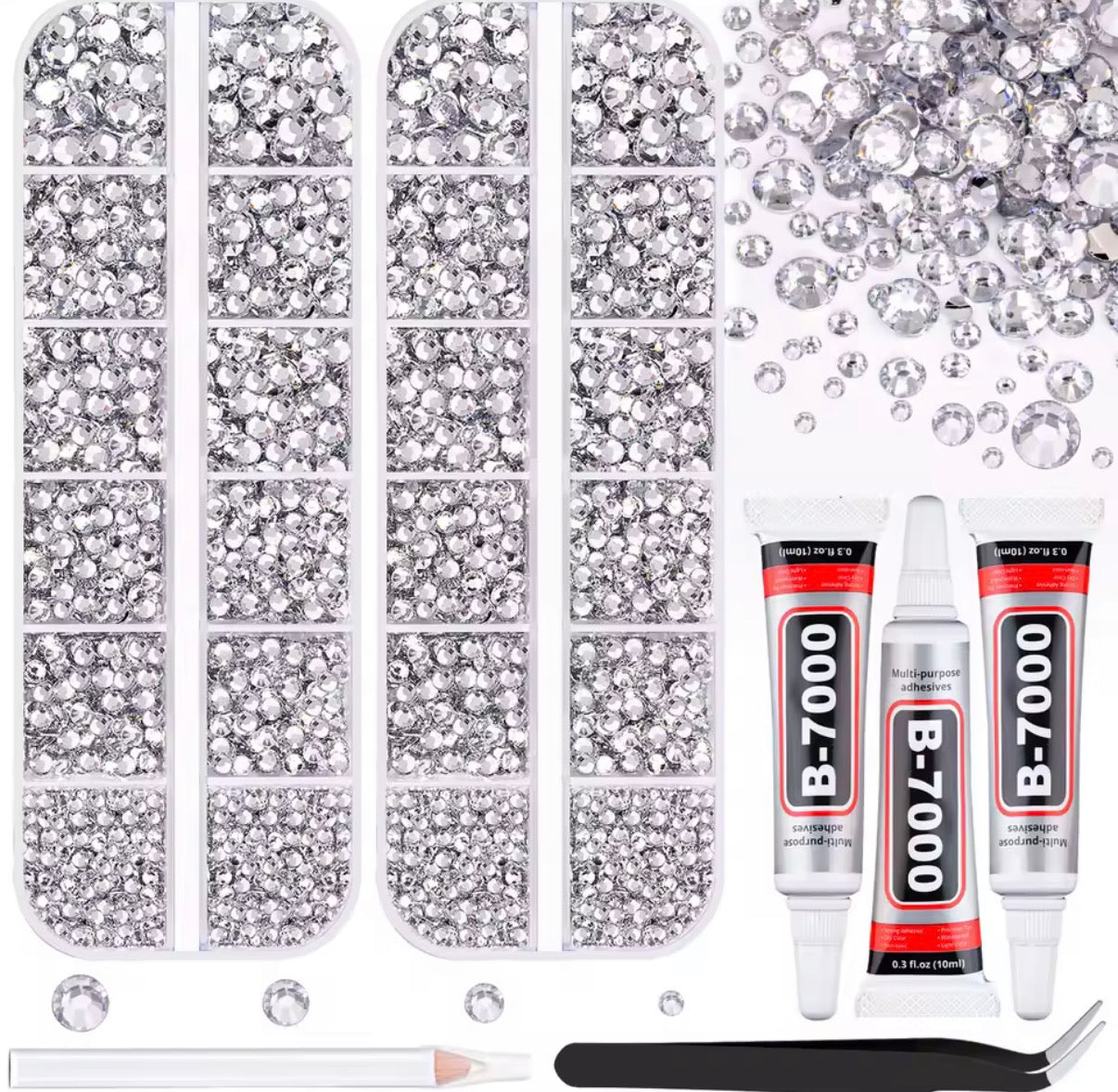 2 Boxes Resin Flatback Crystals Diamonds with B7000 Jewelry Glue,  for Bedazzling