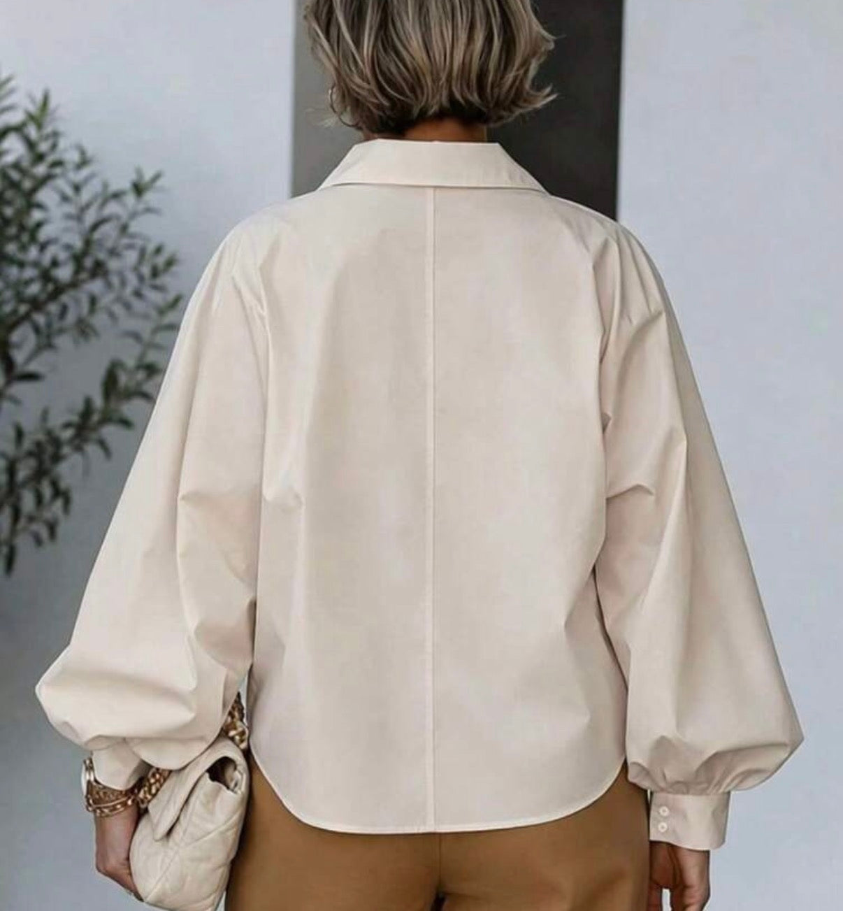 Woven Lantern Sleeve Long Sleeve Elegant
