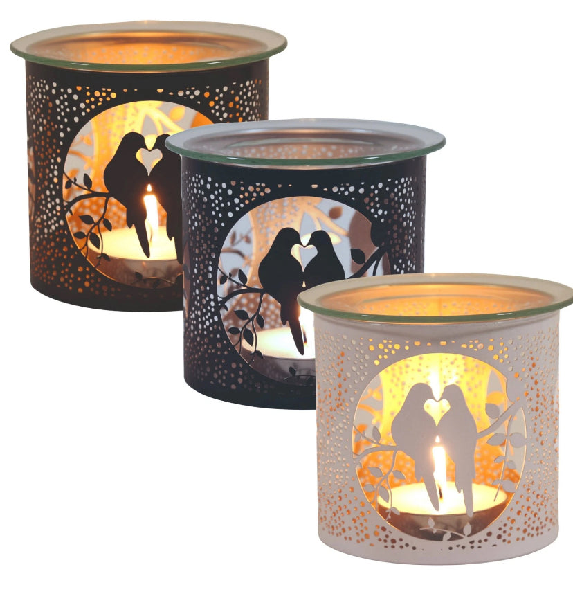 Aroma Metal Silhouette Wax Melt Burner/Candle Holder Doves Design