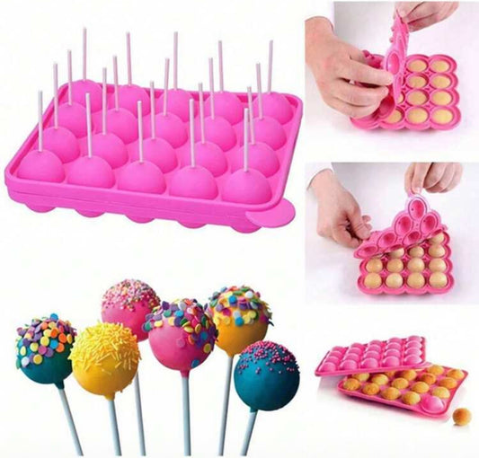 1pc 20-Cavity Silicone Lollipop Mold, Suitable For Making Cake Pops, Chocolates, Candies, Non-Stick, Oven/Dishwasher/Fridge , Baking Accessory, Kitchen Essential