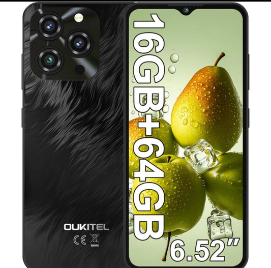 OUKITEL C3 Android 14 Smartphone, 2025 Model, 16GB+ (Optional 64GB/128GB/256GB), 6.52" Waterdrop Screen, 5000mAh Battery, 13MP Camera, Octa-Core Processor, Fingerprint ID, 3.5mm Headphone Jack, GPS