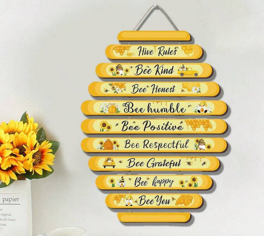 1 Set Summer Bee-Themed Wooden Wall Decor, With Bee Pattern And Inspirational Phrase, Suitable For Summer Themed Wall Decoration, Windows, Living Room, Kitchen, Bedroom, Bathroom, Indoor And Outdoor Wall Decor