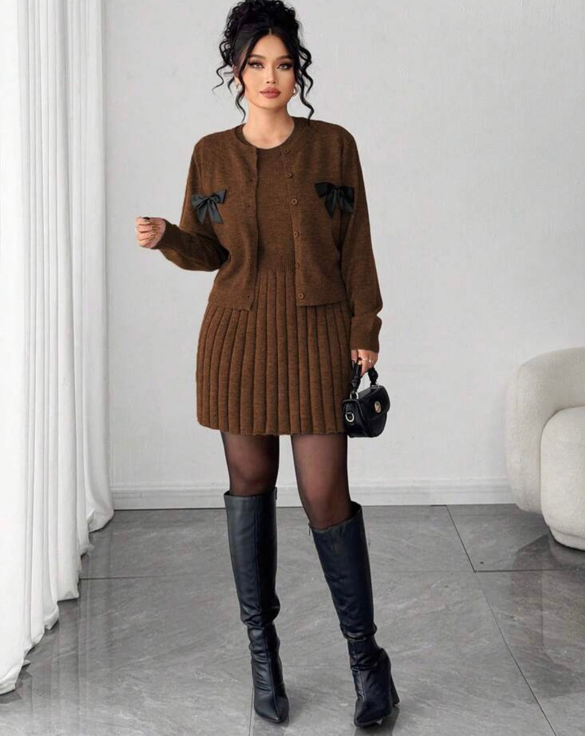 Sleeveless Dress With Long Sleeve Cardigan