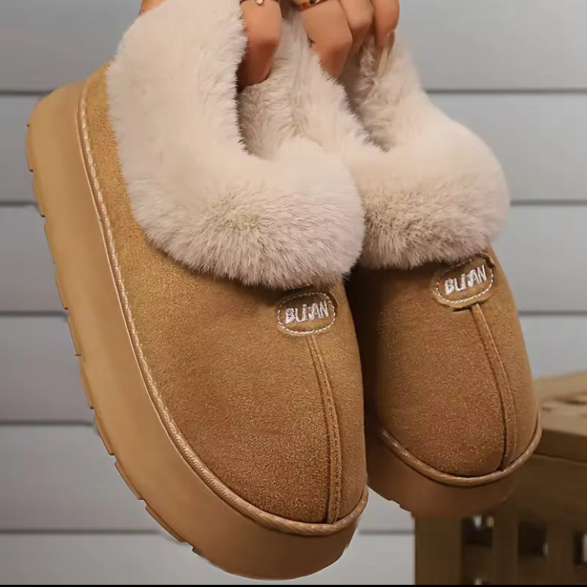 Cozy Plush-Lined Platform Slippers
