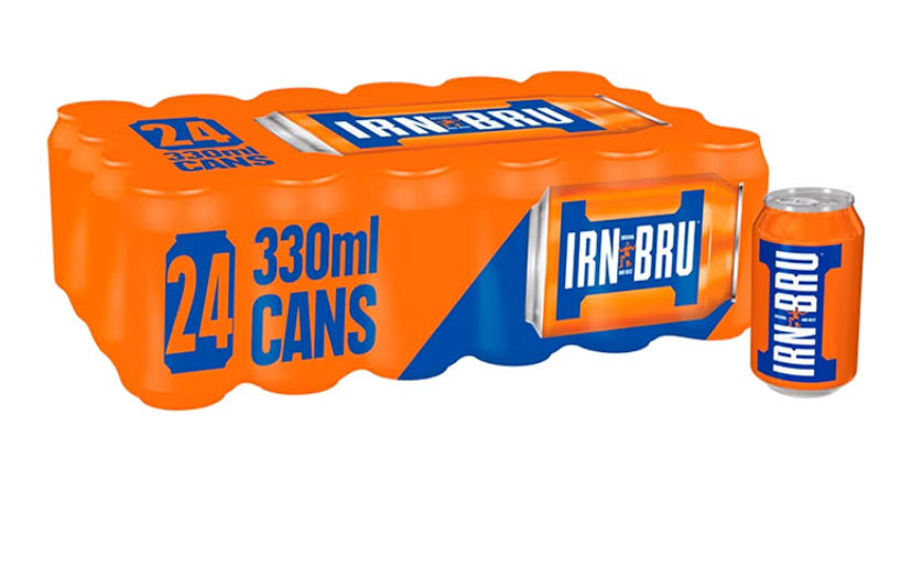 IRN-BRU Regular, 24 Pack Iconic Flavoured Fizzy Drinks Multipack Cans - 24 x 330ml Cans