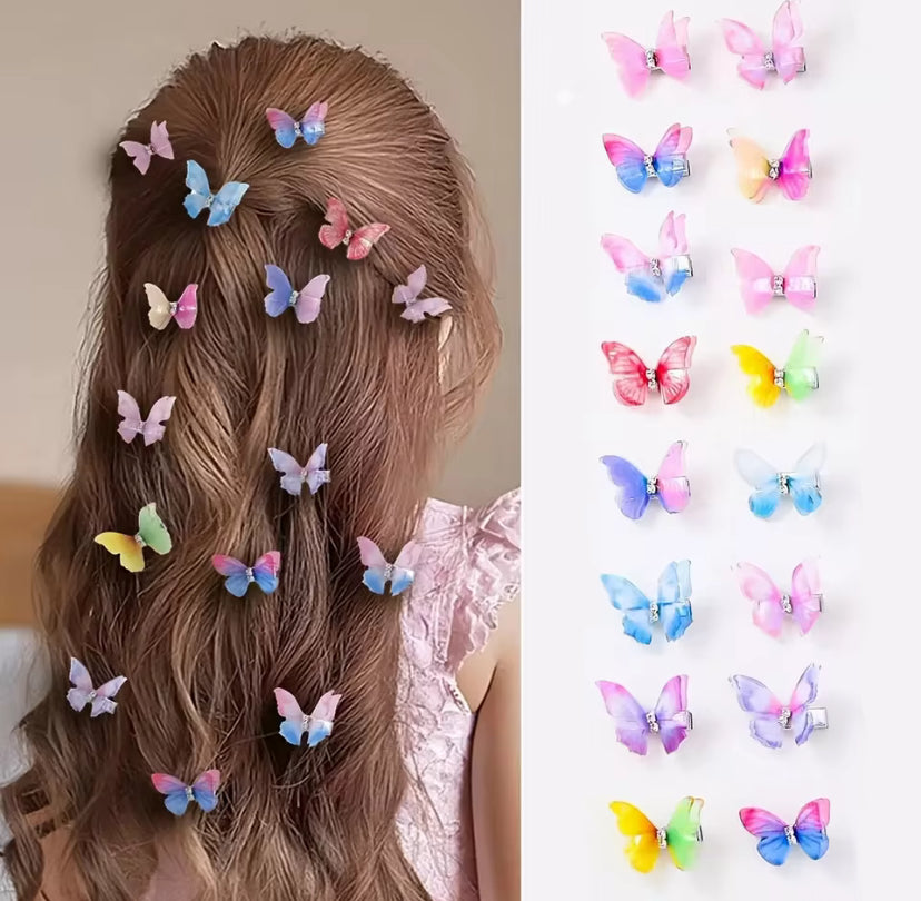 double-layered butterfly hair clips