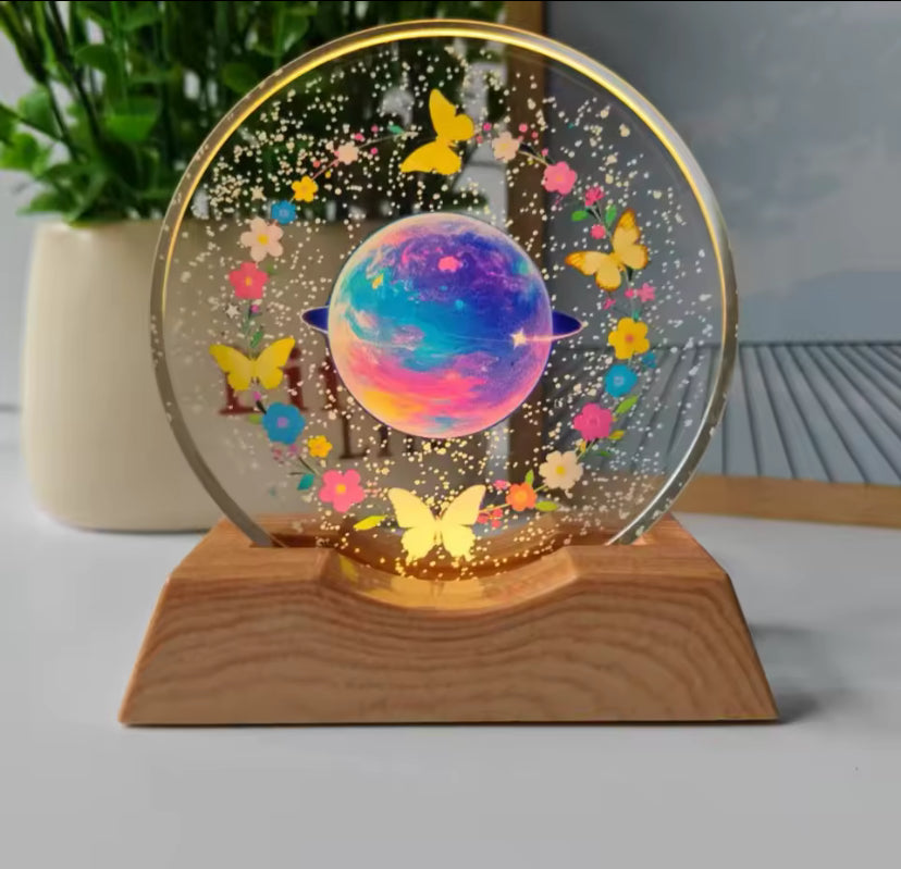 LED 3D Star Universe Crystal Ball: USB Laser Carved Night Light Decor