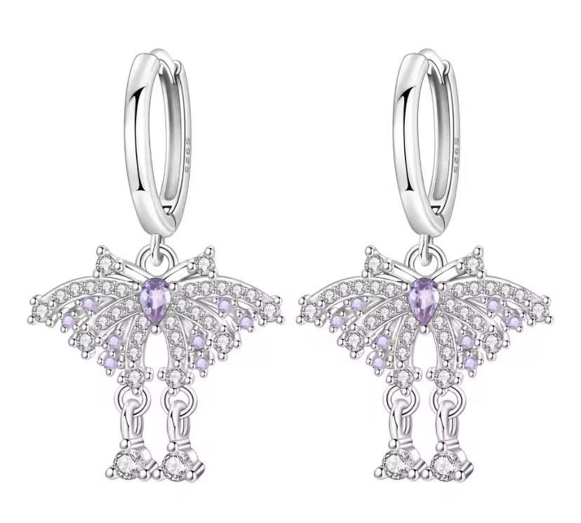 925 Sterling Silver Pink Heart Balloon Dog Drop Earrings