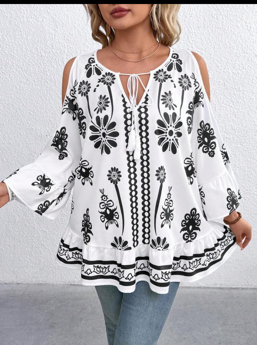 EMERY ROSE Large-Sized Woven Casual Vacation Printed Summer Shirt