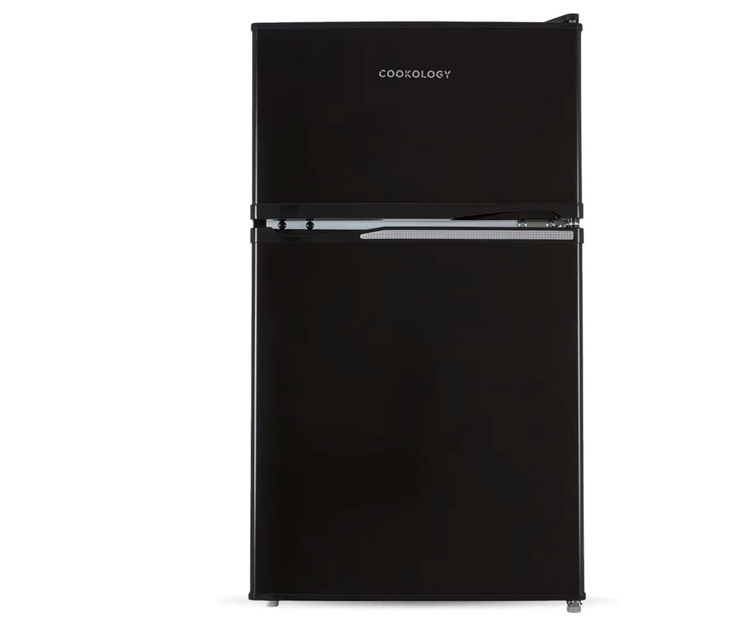 Cookology 87L Fridge Freezer - Freestanding Under Counter - 2 Reversible Doors - Adjustable Temperature Control - LED Light - 3 Star Freezer Rating - 47cm Wide - Black