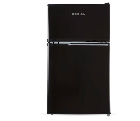 Cookology 87L Fridge Freezer - Freestanding Under Counter - 2 Reversible Doors - Adjustable Temperature Control - LED Light - 3 Star Freezer Rating - 47cm Wide - Black