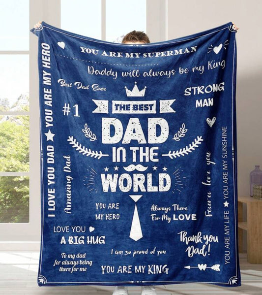 1pc Flannel Blanket With "Best Dad" Print, Soft And Comfortable.