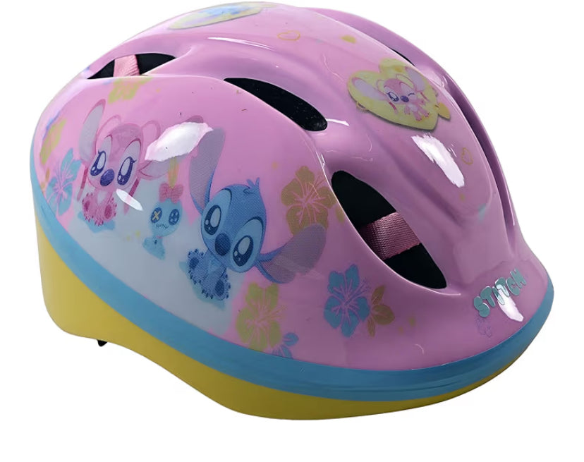 Kids Bike Helmet - 52-56cm, Dial Adjustable Toddler Helmet for Girls with Ventilation, Extra Lightweight - Officially Licensed Disney Stitch Design for Cycling Safety - Pink