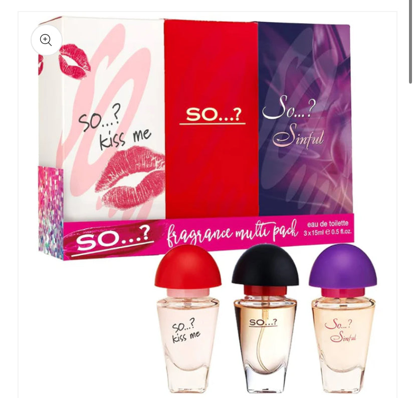 So…? Trio Three For Me Womens Eau de Toilette Perfume Gift Set, Travel Size Perfume for Women (3x15ml)