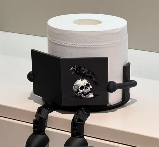 1pc Gothic Raven & Skull Toilet Paper Tissue Holder