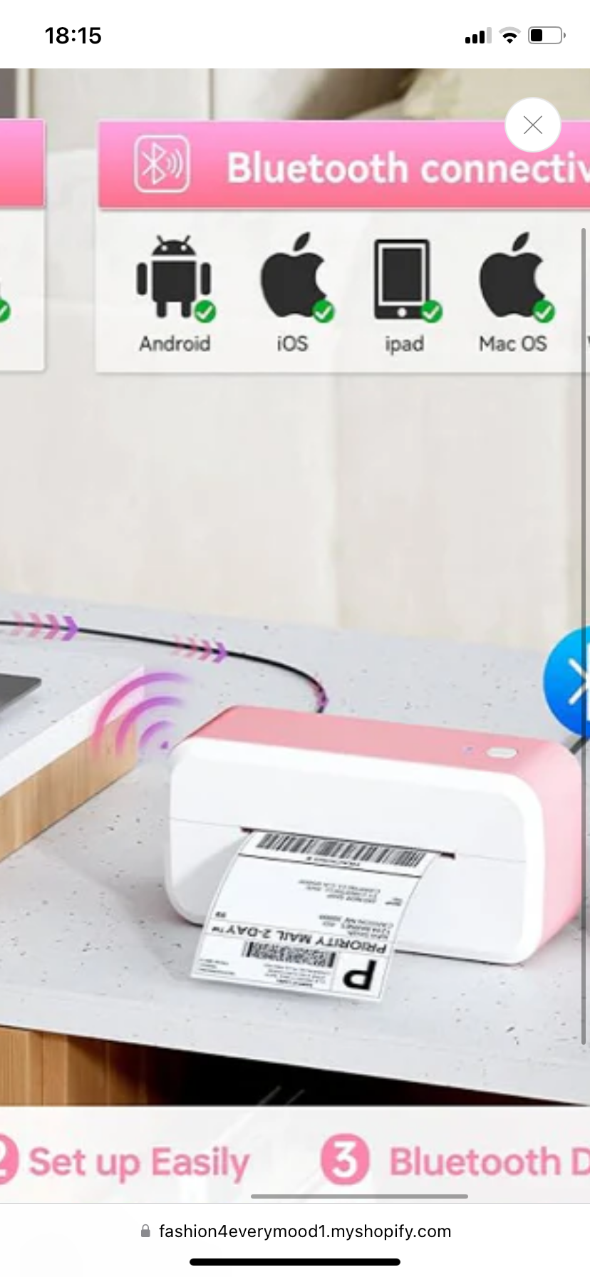 Bluetooth Shipping Label Printer, 4x6 Thermal Label Printer for Shipping Packages