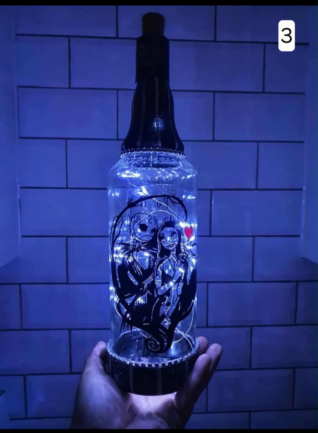 Glittered light up bottles