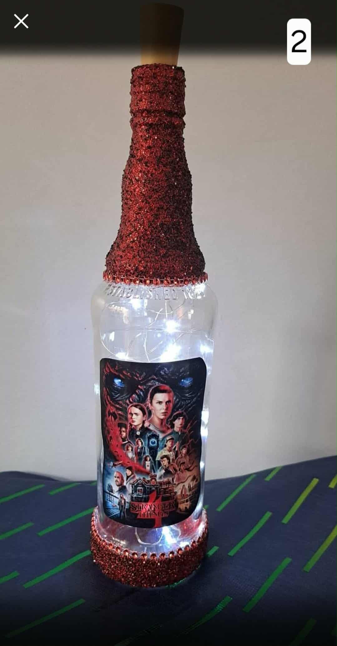 Glittered light up bottles