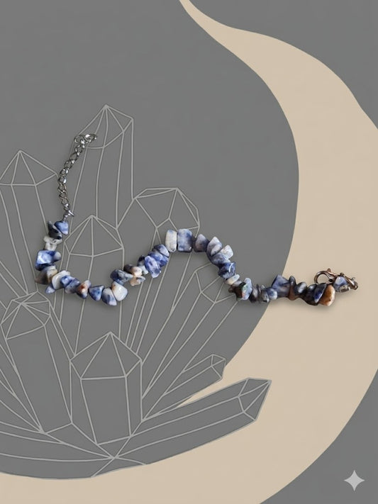 Real Crystal Chip Bracelet Blue Sodalite